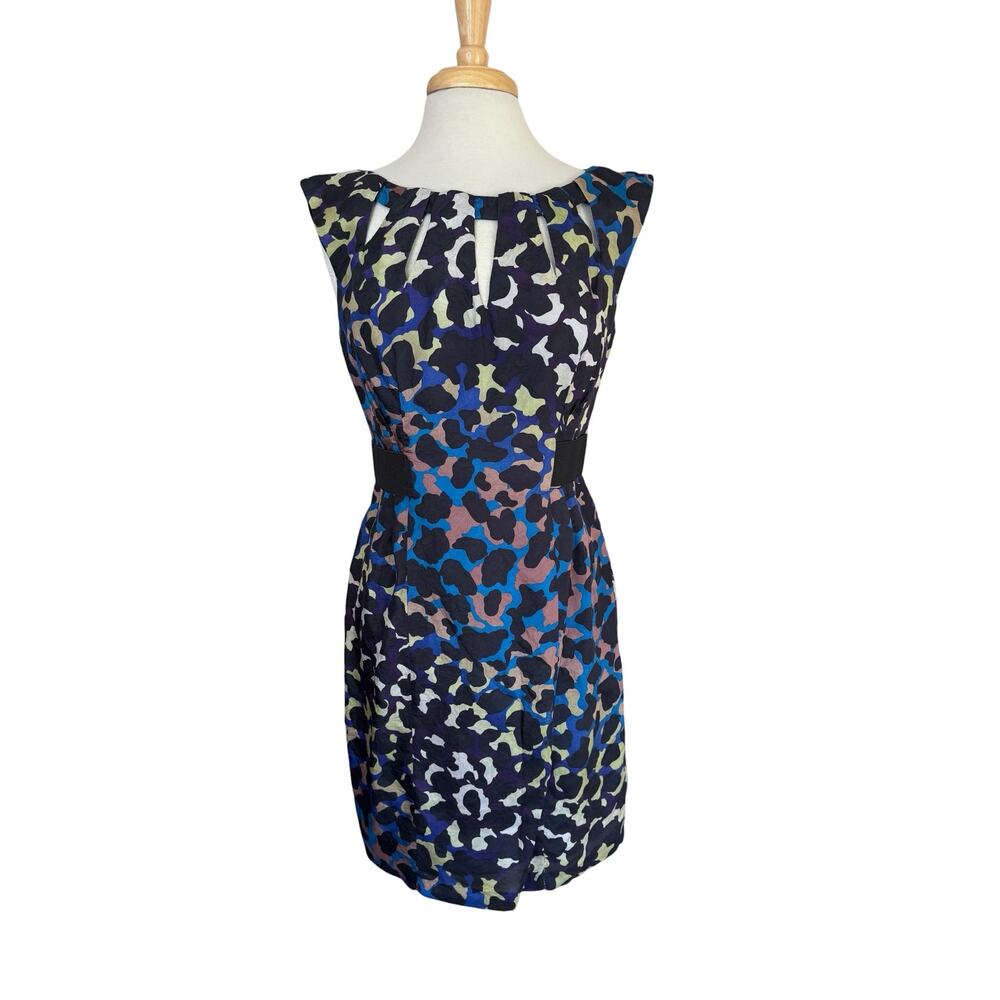 NANETTE LEPORE Rainbow Animal Print Silk Sheath Dress Size 8 Womens Sleeveless